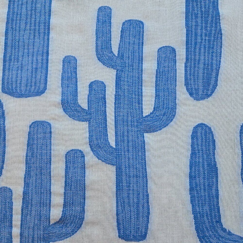 Anthropologie x Shingora Large Cotton Square Scarf Blue Saguaro Cactus - Picture 7 of 12